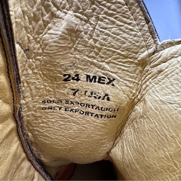 E & A Outlaws Western Wear Cowboy Brown Leather Strap Boots Women's Size 7 US - Picture 11 of 12